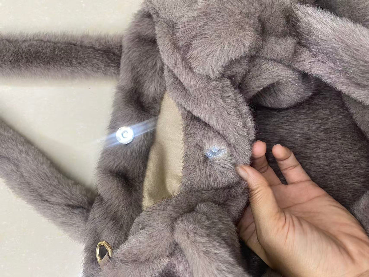 Faux Mink Fur Large Tote Bag, Soft Plush Shoulder Purse, Winter Fluffy Handbag for Women, Luxury Furry Shopper Bag