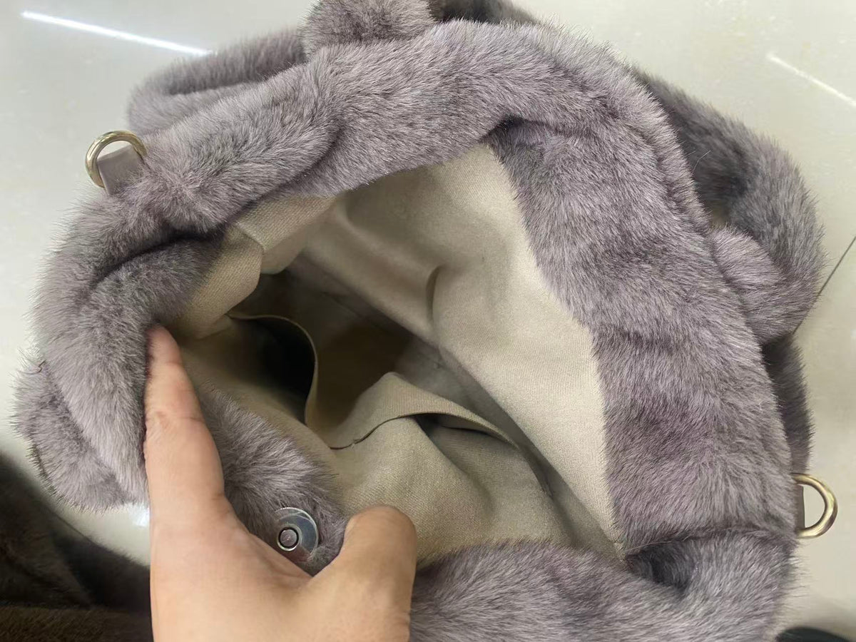 Faux Mink Fur Large Tote Bag, Soft Plush Shoulder Purse, Winter Fluffy Handbag for Women, Luxury Furry Shopper Bag