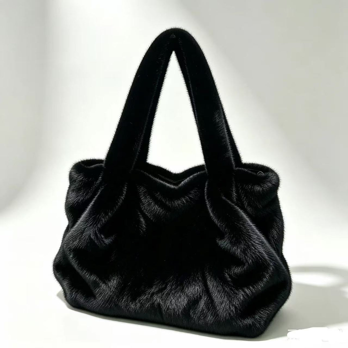 Faux Mink Fur Large Tote Bag, Soft Plush Shoulder Purse, Winter Fluffy Handbag for Women, Luxury Furry Shopper Bag